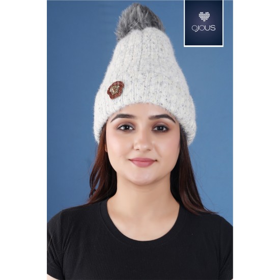 cap soft white pom pom cap
