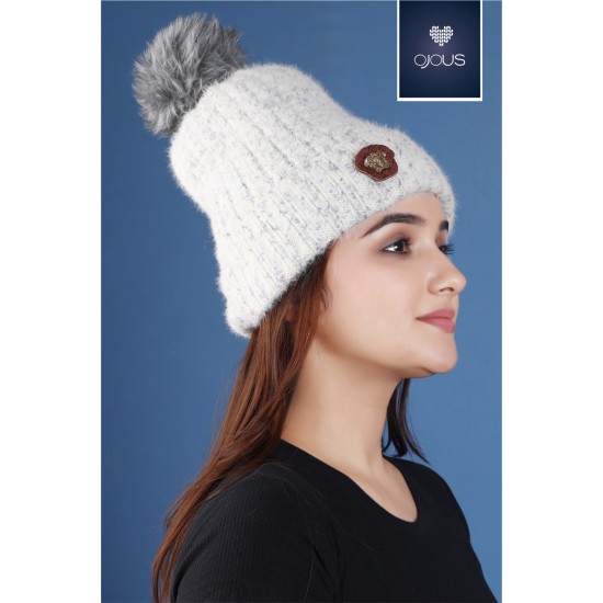 cap soft white pom pom cap