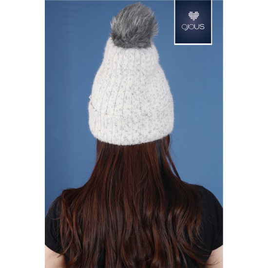 cap soft white pom pom cap