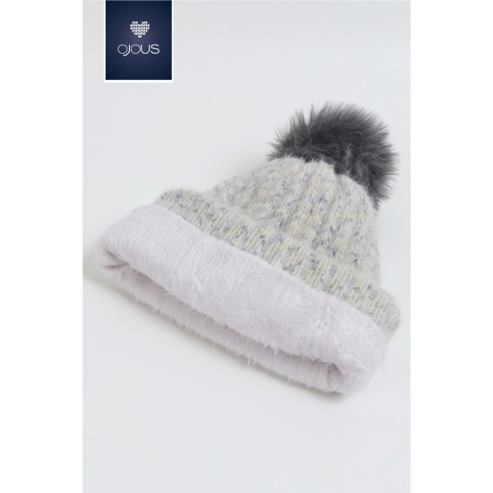 cap soft white pom pom cap