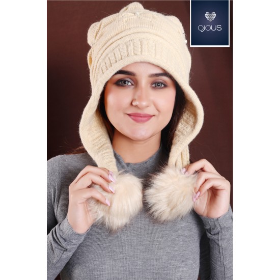 Cap with double pom pom