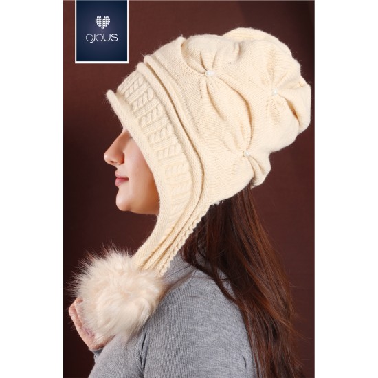 Cap with double pom pom