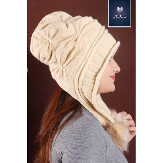 Cap with double pom pom