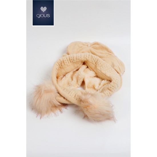 Cap with double pom pom